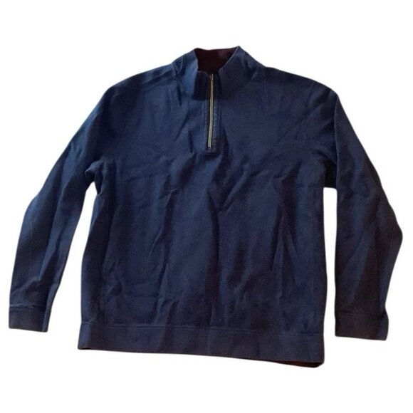 Tommy Bahama 1/4 Zip Blue/Maroon ReversibleLong Sleeve Sweater Adult Size Large - Picture 1 of 9